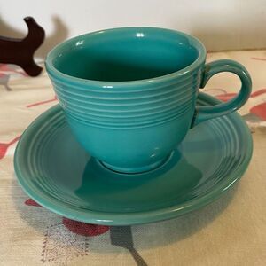 Fiestaware Turquoise Classic 7 ¾ oz Tea Cup & Saucer Set